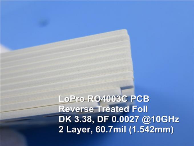 Double Layer Rogers PCB Built on 60.7mil RO4003C LoPro Reverse Treated